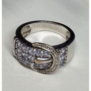 925 STERLING SILVER TANZANITE & BERYL RING SIZE 6